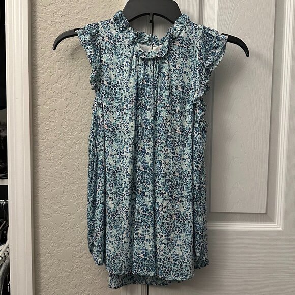 LOFT Shimmer Floral Ruffle Shell - Picture 2 of 6